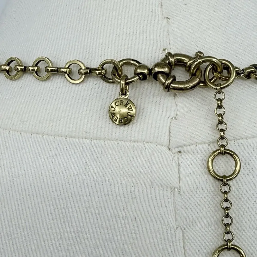 J. Crew Gold Tassel Necklace Beaded Pendant Long‎ Chain Boho Statement Coastal